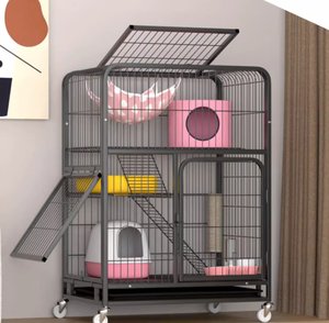 Huishoudelijke Massief Ijzeren Buis Kat Villa Panoramisch Cattery Interieur Luxe 3 Lagen Grote Ruimte Huis Kat Kooi Met Wielen Lade - Product Image 1