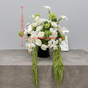 Arrangement <span class=keywords><strong>de</strong></span> fleurs <span class=keywords><strong>de</strong></span> mariage fait à la main <span class=keywords><strong>Bouquet</strong></span> <span class=keywords><strong>de</strong></span> <span class=keywords><strong>lys</strong></span> calla artificiel blanc vert Rose hortensia 50cm pièce maîtresse <span class=keywords><strong>de</strong></span> boule <span class=keywords><strong>de</strong></span> fleur - Product Image 2
