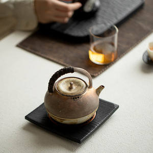Solid Wood <b>Tea</b> <b>Tray</b> Square Ash Wood Wabi Sabi Style With Metal Gasket For <b>Tea</b> Ceremony Accessories - Product Image 3