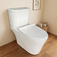 WC Céramique Premium à Double Chasse Siphonique avec Jupe, Économie d'Eau, Siphon en S, Silencieux, pour Salle de Bain