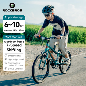 ROCKBROS-Bicicleta de montaña infantil de 7 velocidades y 20 pulgadas para niños y niñas, con marco de aleación de aluminio, frenos en V, cambio de marchas - Product Image 1
