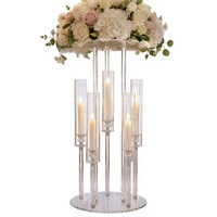 Nuevo Portavelas de Acrílico Transparente, Estilo Moderno Minimalista, Centro de Mesa para Bodas, Florero de Cristal para Salón