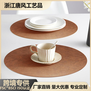 Tw6523 Mantel individual cuadrado de cuero sintético impermeable de color sólido estilo vintage para mesa de comedor, hecho en Wenzhou - Product Image 4