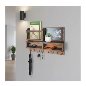 Porte-<span class=keywords><strong>clés</strong></span> <span class=keywords><strong>mural</strong></span> avec crochets <span class=keywords><strong>pour</strong></span> <span class=keywords><strong>clés</strong></span> et porte-portefeuille, rangement <span class=keywords><strong>pour</strong></span> lunettes de soleil, 4 crochets doubles et tableau noir - Product Image 4
