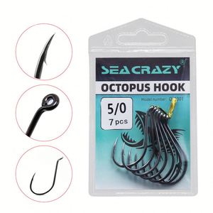 Hochwertiger 12 #-10/0 Octopus Circle Hook mit Widerhaken und Schlaufe für Köder-Angela us rüstung in Bächen - Product Image 5