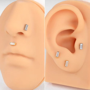 Stainless Steel Geometric <b>Stud</b> <b>Earrings</b> With Channel Set Zircon For Daily Wear - Product Image 2