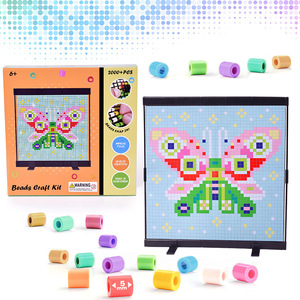 Wholesale 2000 Pcs <b>Beads</b> Craft Kit No Ironing DIY Mosaic <b>Art</b> Flexible Mesh Canvas Cartoon Designs Educational Toys for Kids - Product Image 2