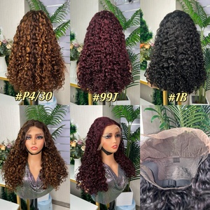Wholesale Price 12a Wholesale Hot Selling <b>Brown</b> Color 13*4 Water Wave <b>Wig</b> Double Drawn Curly Hair 100% Human Hair - Product Image 2