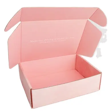 Nieuwe Ontwerp Custom Roze Verpakking Dozen Verzending Gegolfd Papier Opvouwbare Kartonnen Mailer Doos Voor Kleding