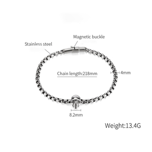 यूरोपीय और अमेरिकी रेट्रो डिजाइन खोपड़ी ब्रैसलेट प्राचीन चांदी स्टेनलेस स्टील चुंबकीय बकल पुरुषों के कंगन - Product Image 2