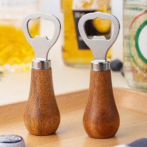 Acacia Wood <b>Beer</b> Bottle Opener Stainless Steel Handle Solid Wood Household Opener - Product Image 2