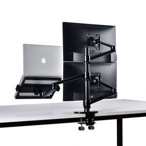 Dual Monitor Holder Aluminum Desktop Stand for 17-32 Inch Monitors 12-17 Inch Laptop Full Motion Triple Monitor 90 Degrees New - Product Image 6