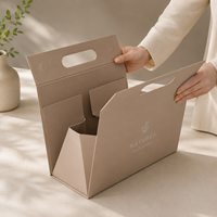 Boîte cosmétique rigide pliable personnalisée et recyclable avec fermeture magnétique, gaufrage et poignée bleue bronzée pour emballage de soins de la peau et de parfums