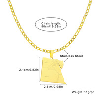 Fabricante de acero inoxidable 18K chapado en oro Egipto mapa encanto cadena cubana collar bandera egipcia mapa colgante Cuba cadena collar