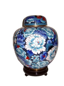 Urna/Vaso Tradizionale Floreale Blu in Cloisonné per Adulti per Cremazione (Cloisonné N. P145) - Product Image 5