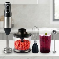 Mixeur plongeant portable 2-en-1 HB-201 200W sans fil, recharge USB, lame en acier inoxydable, ensemble hachoir 600ml pour usage en cuisine