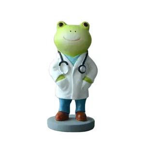 Z16463A decorazione Desktop cartone animato carino resina artigianato animale dottore rana figurina regalo per bambini