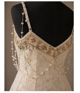 Vestido Maxi de Brocado de Diseñador con Bordado de Cristales de Primera Calidad y Adornos de Perlas, Vestido Largo para Recepción de Bodas y Fiestas - Product Image 1