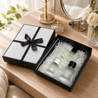 Boîte cadeau rigide personnalisée avec couvercle et base, avec ruban imprimé et nœud pour coffret cadeau de parfum