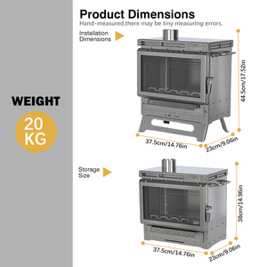 Stufa da tenda INBESTCAMP in acciaio inossidabile compatibile con fornelli a legna, ideale per caccia, campeggio, zaino in spalla, ovileggiatura e yurt - Product Image 4