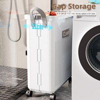 Ensemble de rangement pour linge sale pliable avec panier à roulettes en plastique, type autoportant pour salle de bain