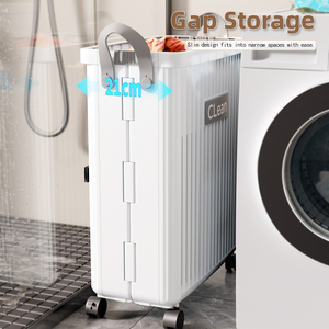 Ensemble de <span class=keywords><strong>rangement</strong></span> pour linge sale pliable avec <span class=keywords><strong>panier</strong></span> à roulettes en plastique, type autoportant pour salle de bain - Product Image 6