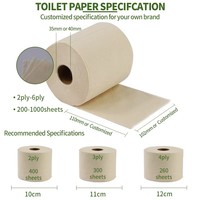 Lampure Label pribadi tisu Toilet kertas bubur bambu kustomisasi mudah terurai OEM lembut nyaman kertas Toilet organik