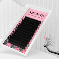 Abonnie - Extensiones de Pestañas Individuales al por Mayor de Marca Privada, Fácil de Aplicar, Extensiones de Pestañas de Cachemira, Color Negro Mate, Bandejas de Pestañas Veganas
