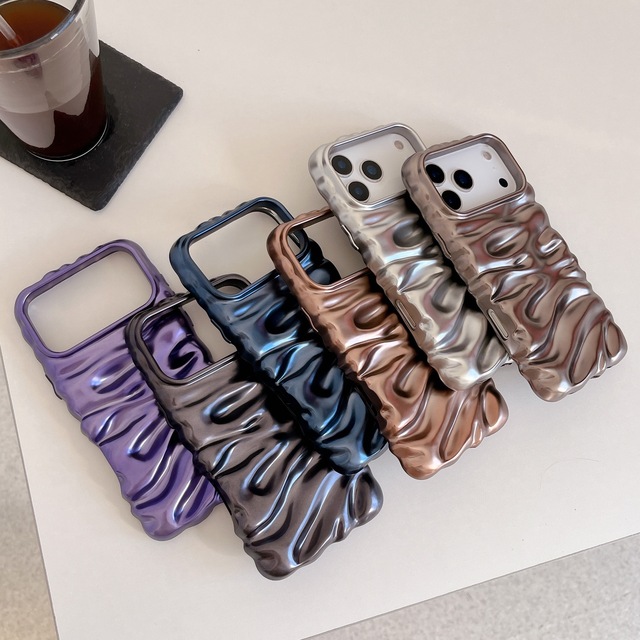3D Melting Ice Cream Texture Wrinkled Plating Frosting TPU Shockproof Phone Case for iPhone 17 Air 17 16 15 Plus 14 13 Pro Max