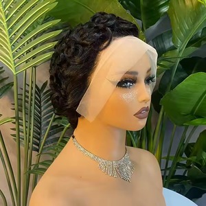 <span class=keywords><strong>Perruque</strong></span> Courte Pixie en Cheveux Humains, Coupe Bob avec Lace Frontale 13x4, <span class=keywords><strong>Perruque</strong></span> Brésilienne Pixie Bouclée en Cheveux Humains <span class=keywords><strong>Pas</strong></span> Chère pour Femmes - Product Image 4