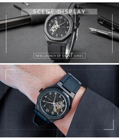 Montre Homme Automatique Mécanique de Marque Originale, Cadran Arabe Vert, Bracelet en Cuir et Silicone, Boîtier Rond Doré, avec Date, à Dubaï