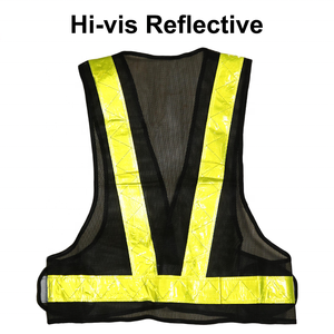 ตัวสะท้อนแสงเสื้อกั๊กพีวีซีสีดำสะท้อนแสงมองเห็นได้ชัดเจนมองเห็นได้ชัดเจน EN471คลาส2ออกแบบโลโก้ได้ตามที่ต้องการสำหรับพนักงานที่สนามบิน - Product Image 3