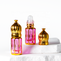 Bouteilles de Dubai Attar Bouteille de parfum de luxe 6ml en verre arabe octogonal rose avec boule en verre et boîte d'emballage