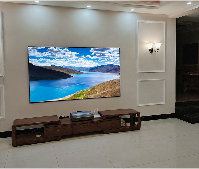 100-Inch Ultra-Short-Fokus Kristal Hitam Tahan Cahaya Keras Layar HD Keras Layar Home Theater laser TV Layar Proyeksi