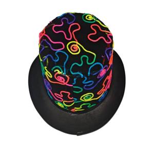 Chapeau Fedora en feutre unisexe ajustable pour adulte avec cordon néon et broderie vibrante pour fêtes décontractées et Halloween - Product Image 4