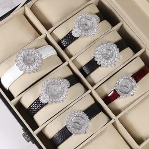 JW002 Fábrica de joyería permanente al por mayor de oro personalizado de lujo de plata esterlina 925 cuarzo Moissanite relojes de diamantes para las mujeres