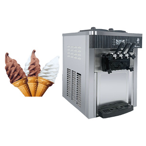 Machine à glace molle commerciale 20L-28L/H, 3 saveurs mélangées, design vertical de table, certifiée CE ETL, état neuf - Product Image 1