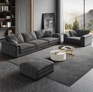 Grand canapé d'angle moderne pour trois <span class=keywords><strong>personnes</strong></span> simple rangée droite avec chaise longue imperméable en cuir PU éponge en tissu pour salon - Product Image 4