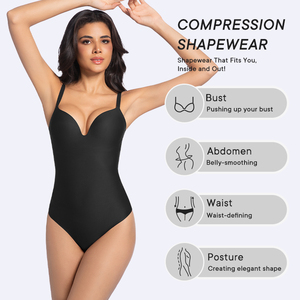 Body modellante senza cuciture a perizoma, contenitivo e modellante, ecologico, morbido e traspirante, per il controllo della vita, da donna - Product Image 3