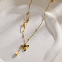 Collier Abeille en Acier Inoxydable 316L Plaqué Or 14k 18k, Anti-ternissement et Étanche, pour Femme
