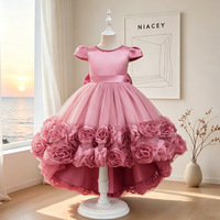 Robe de bal pour enfants, robe de princesse pour filles, robe à traîne en voile moelleux, pour fête d'anniversaire de bébé, spectacle de piano