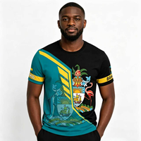 T-shirt Athlétique Homme Grande Taille à Manches Courtes en Polyester à Prix Bas, Impression Personnalisée avec Motif Drapeau des Bahamas