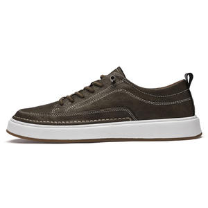 Nouvelles baskets basses décontractées pour hommes en cuir véritable, style coréen, respirantes et chaudes, avec rayures et doublure en microfibre, style simple - Product Image 2