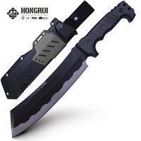 Couteau de chasse et de camping Hongrui 2026, nouvelle arrivée, style Tanto, lame fixe avec manche en G10 et étui K