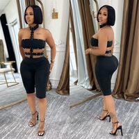 Combinaison Courte Femme Sexy à Épaules Dénudées, Col Halter Perlé, Couleur Unie, en Soie de Lait, Style Décontracté, Noir, Vente en Gros, Personnalisable