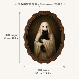 Farmhouse Halloween Oval Wall Art Ghost Black Cat <b>Witch</b> Hat Pumpkin Vintage Oil Painting Spooky Autumn Living Room Hanging <b>Decor</b> - Product Image 5