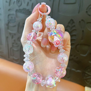 Bán Buôn Dễ Thương Cô Gái Vẽ Tay Phim Hoạt Hình Keychain Sao Tình Yêu Kẹo Vòng <span class=keywords><strong>Bead</strong></span> Vòng Đeo Tay Cho Phụ Nữ Điện Thoại Di Động Dây Đeo Cổ Tay - Product Image 4