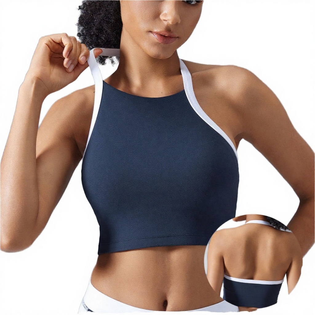 Contrast Color Beautiful Sports Bra Backless Workout Underwear Chest Pads Custom Logo Light Support Breathable Women Gym Running