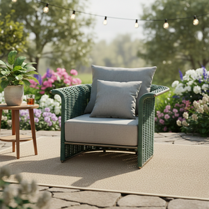 Ensemble de canapés en rotin tressé pour <span class=keywords><strong>jardin</strong></span> extérieur, cadre en aluminium, coussin résistant au soleil, chaise longue de salon pour villa et hôtel - Product Image 1