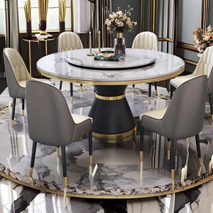 Mesa y sillas de comedor de mármol de alta calidad de lujo moderno, juego de comedor de 6 asientos - Product Image 1